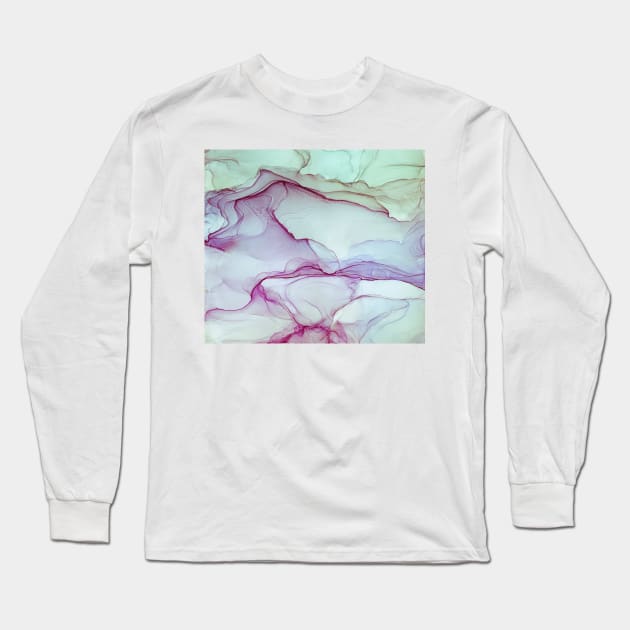 Abstract painting colorful liquid alcohol ink. Abstract artwork made with translucent ink colors. Long Sleeve T-Shirt by MariDein